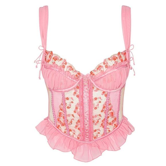 NWT For Love and Lemons Bouquet Embroidery Corset XL - Picture 10 of 11